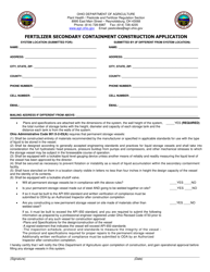 Document preview: Fertilizer Secondary Containment Construction Application - Ohio