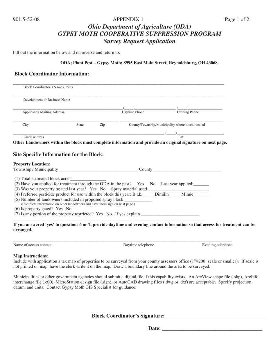 Appendix 1 Gypsy Moth Survey Request Application - Ohio, Page 1