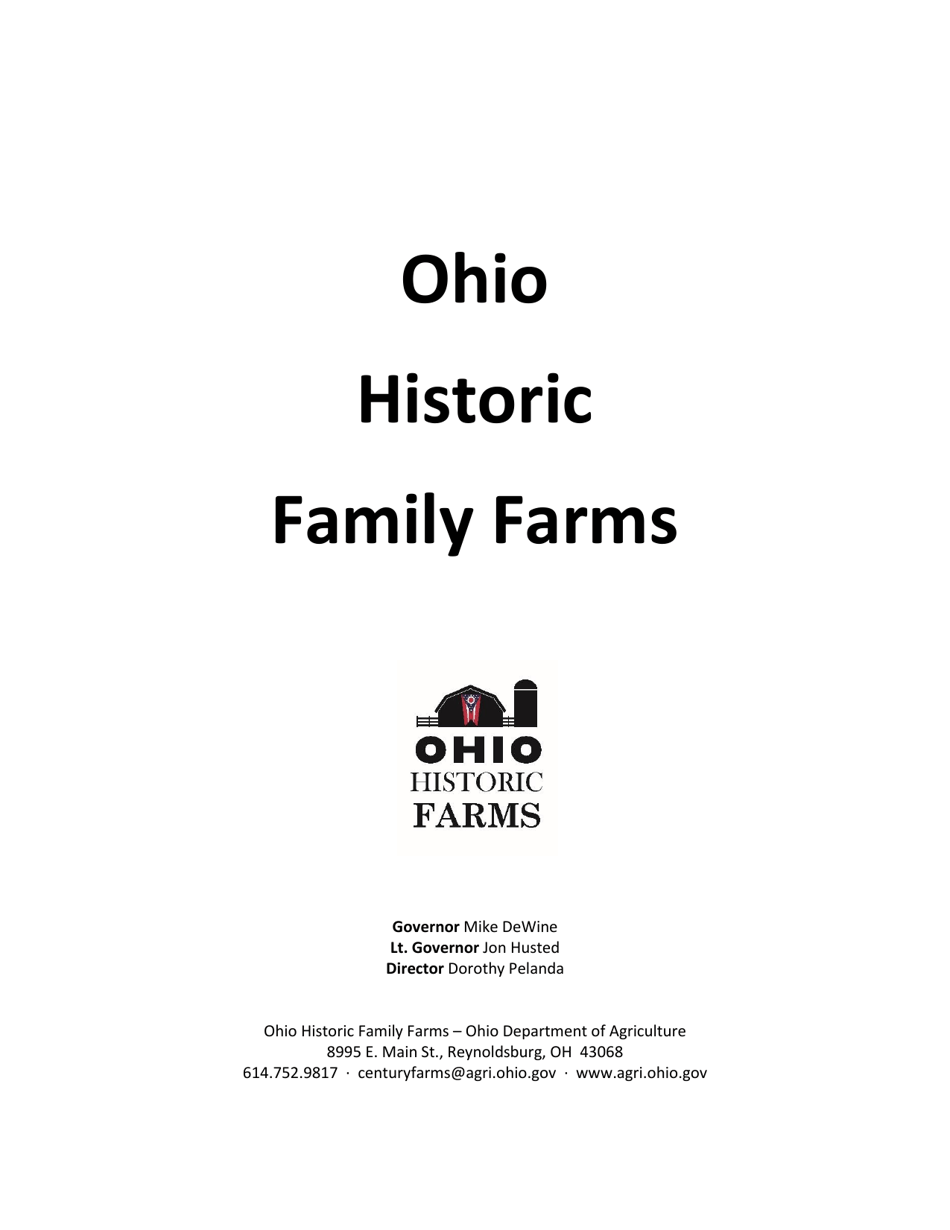 Ohio Historic Family Farms Application - Ohio, Page 1