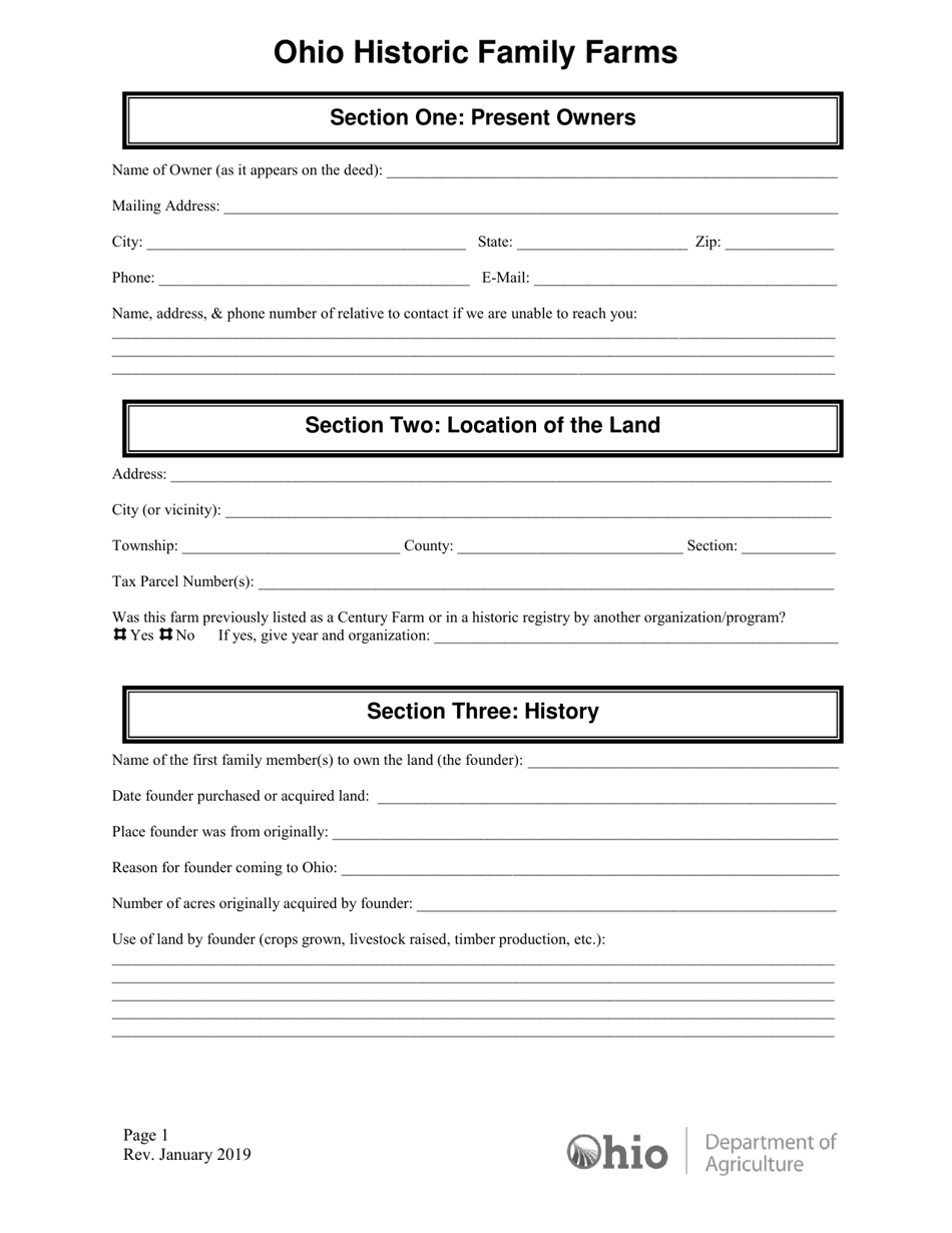 Ohio Historic Family Farms Application - Ohio, Page 3
