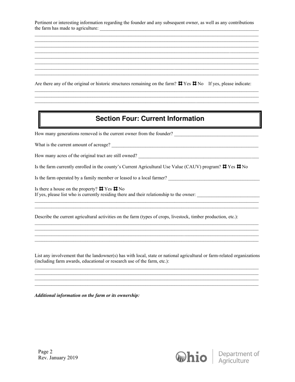 Ohio Historic Family Farms Application - Ohio, Page 4