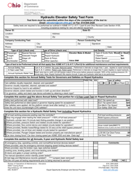 Document preview: Form DIC-18-0017 Hydraulic Elevator Safety Test Form - Ohio