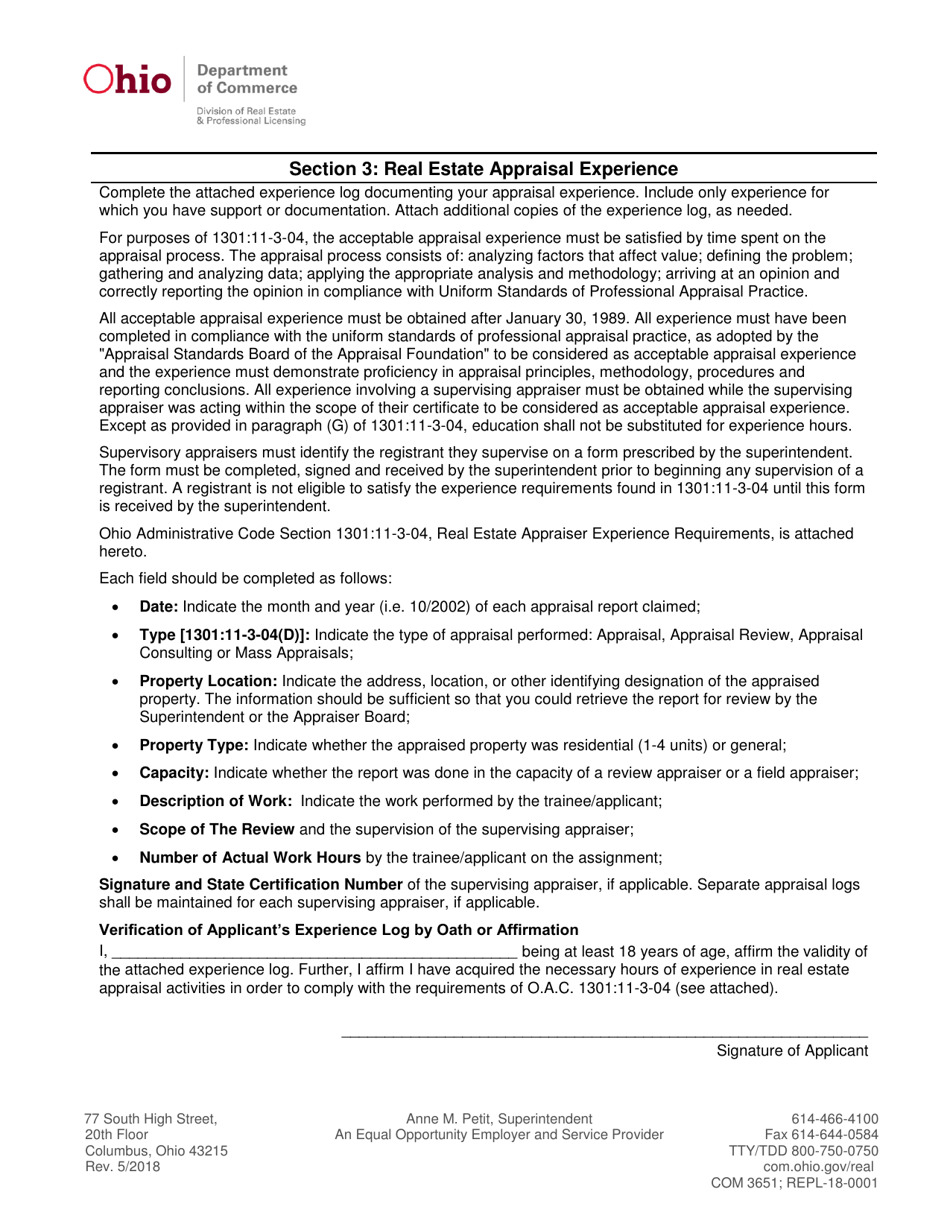 Form COM3651 (REPL180001) Download Fillable PDF or Fill Online