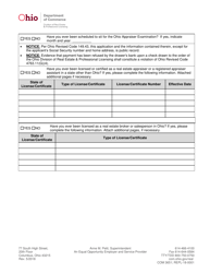 Form COM3651 (REPL-18-0001) Appraiser License/Certificate Application - Ohio, Page 4
