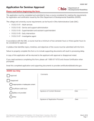 Form DODD1087 Application for Seminar Approval - Ohio
