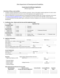 County Board Certification Application Form - Ohio