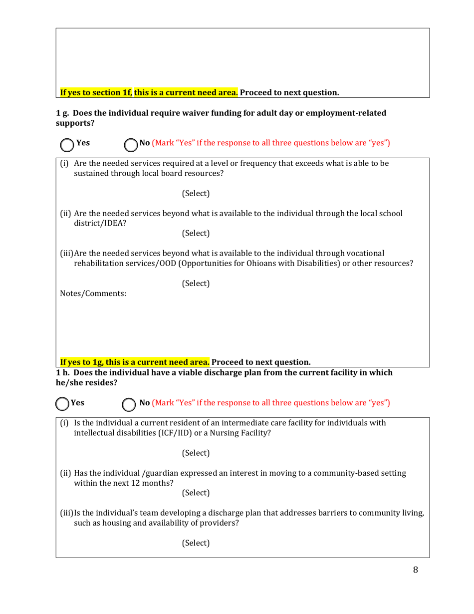 Ohio Assessment for Immediate Needs and Current Needs - Ohio, Page 8