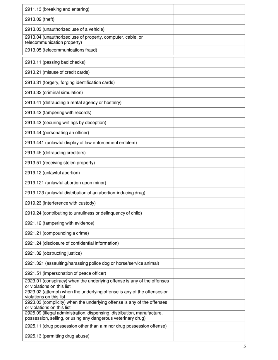 County Board Certification Application Addendum Form - Ohio, Page 5