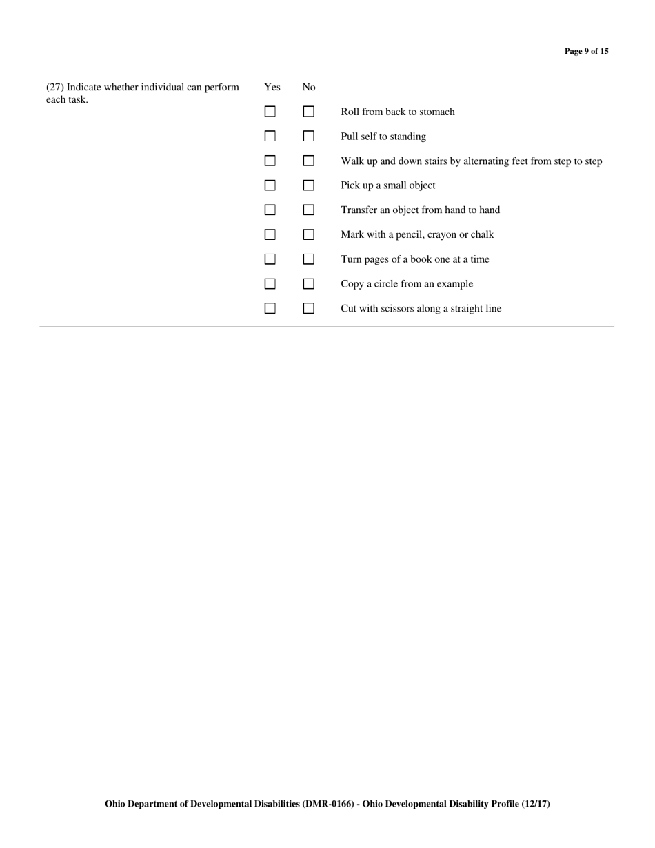 Form DMR-0166 Ohio Developmental Disability Profile (Oddp) - Ohio, Page 10