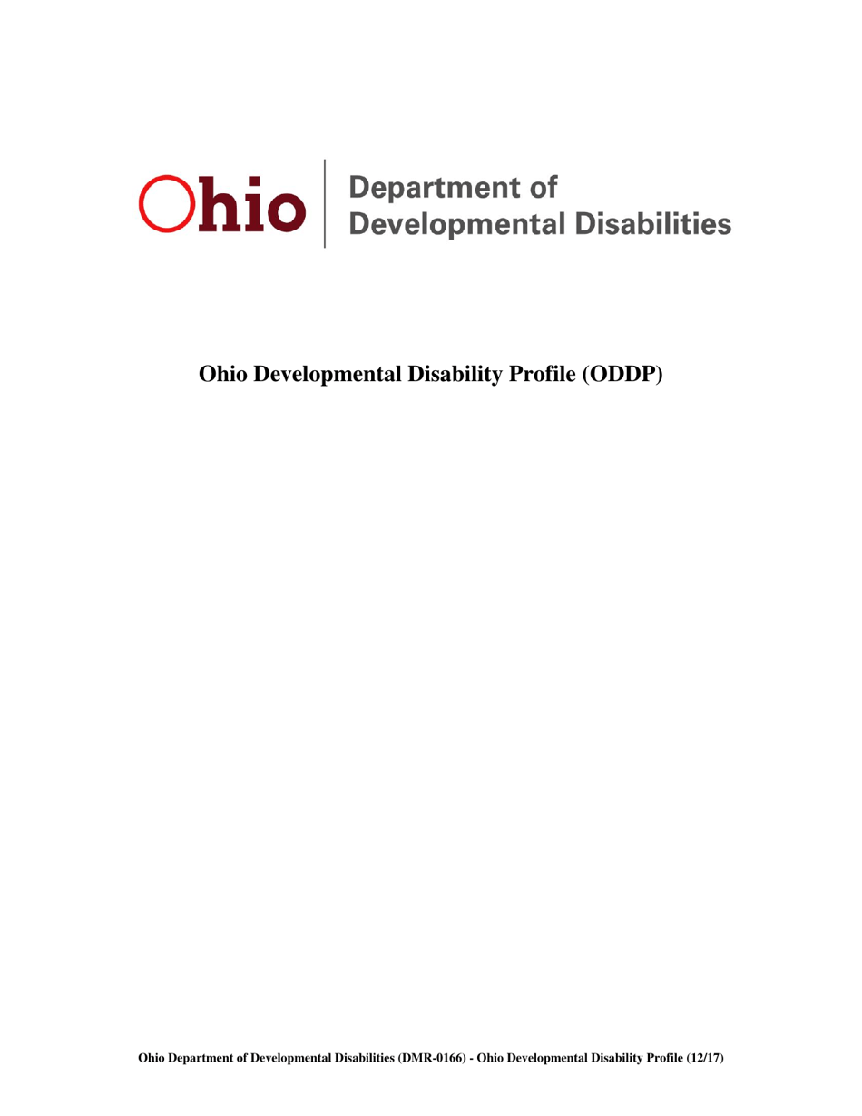 Form DMR-0166 Ohio Developmental Disability Profile (Oddp) - Ohio, Page 1