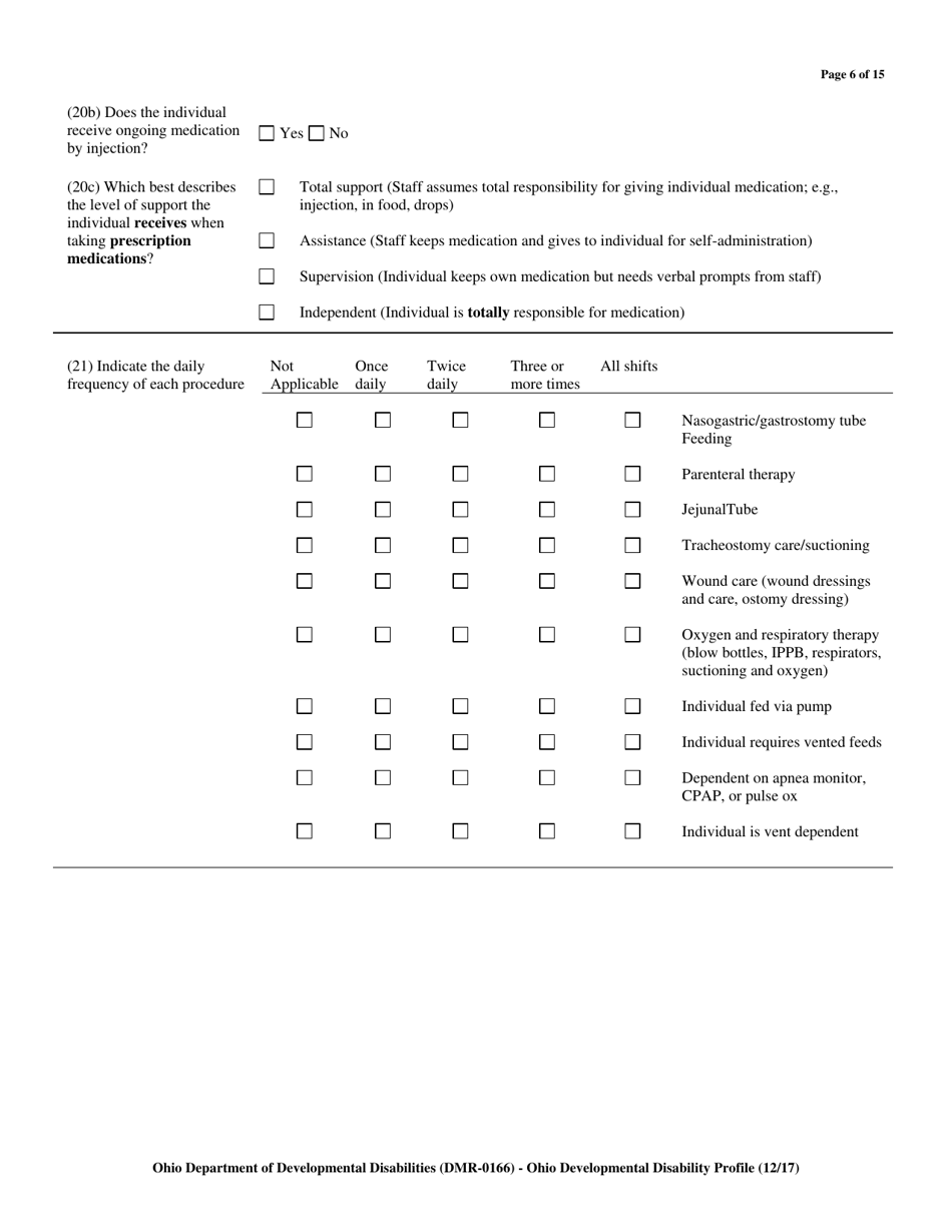 Form DMR-0166 Ohio Developmental Disability Profile (Oddp) - Ohio, Page 7