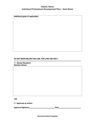 Individual Professional Development Plan/Goal Sheet Template - Ohio, Page 2