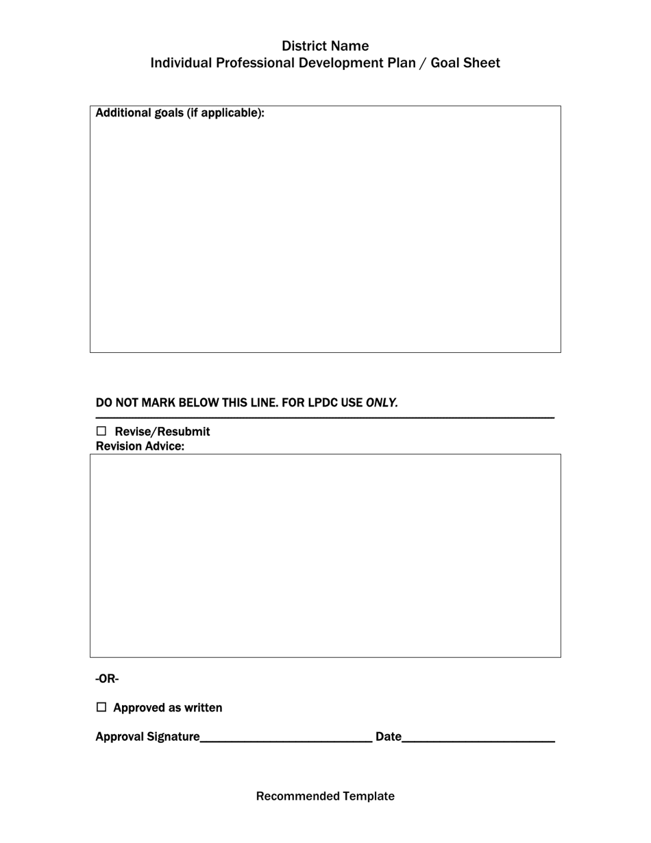 Individual Professional Development Plan / Goal Sheet Template - Ohio, Page 2