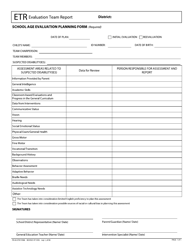 Form PR-06 &quot;Evaluation Team Report - School Age Evaluation Planning Form&quot; - Ohio