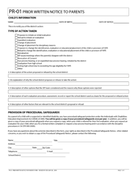 Form PR-01 &quot;Prior Written Notice to Parents&quot; - Ohio