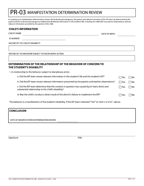 Form PR-03  Printable Pdf