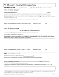 Form PR-05 &quot;Parent Consent for Evaluation&quot; - Ohio