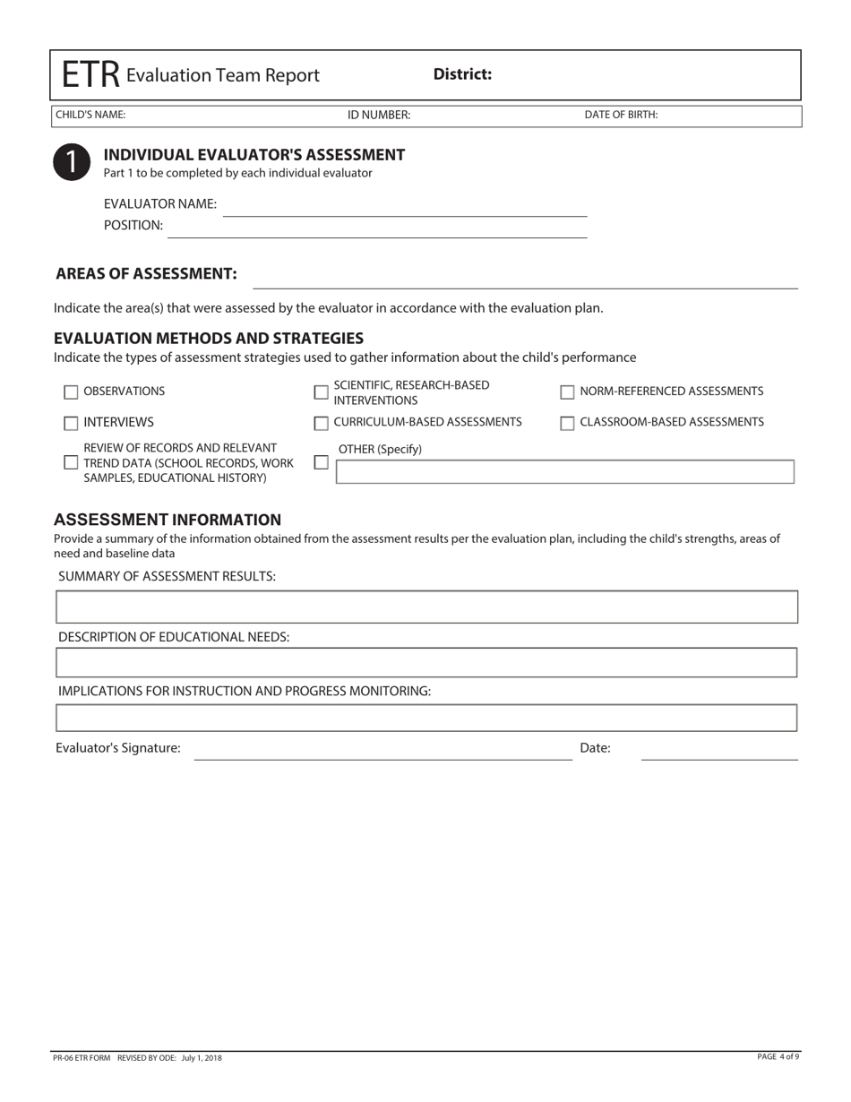 Form PR-06 ETR Evaluation Team Report - Ohio, Page 4