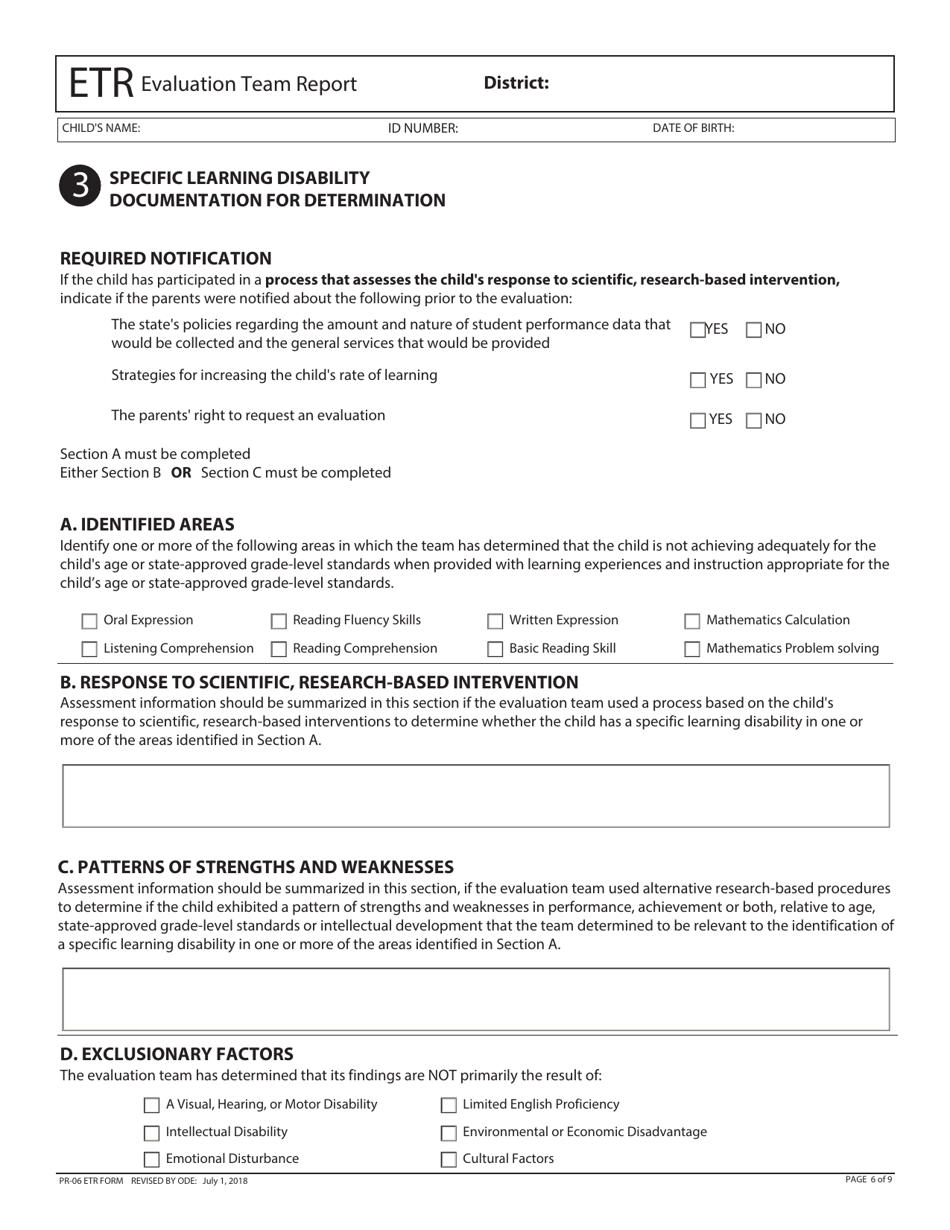 Form PR-06 ETR Evaluation Team Report - Ohio, Page 6