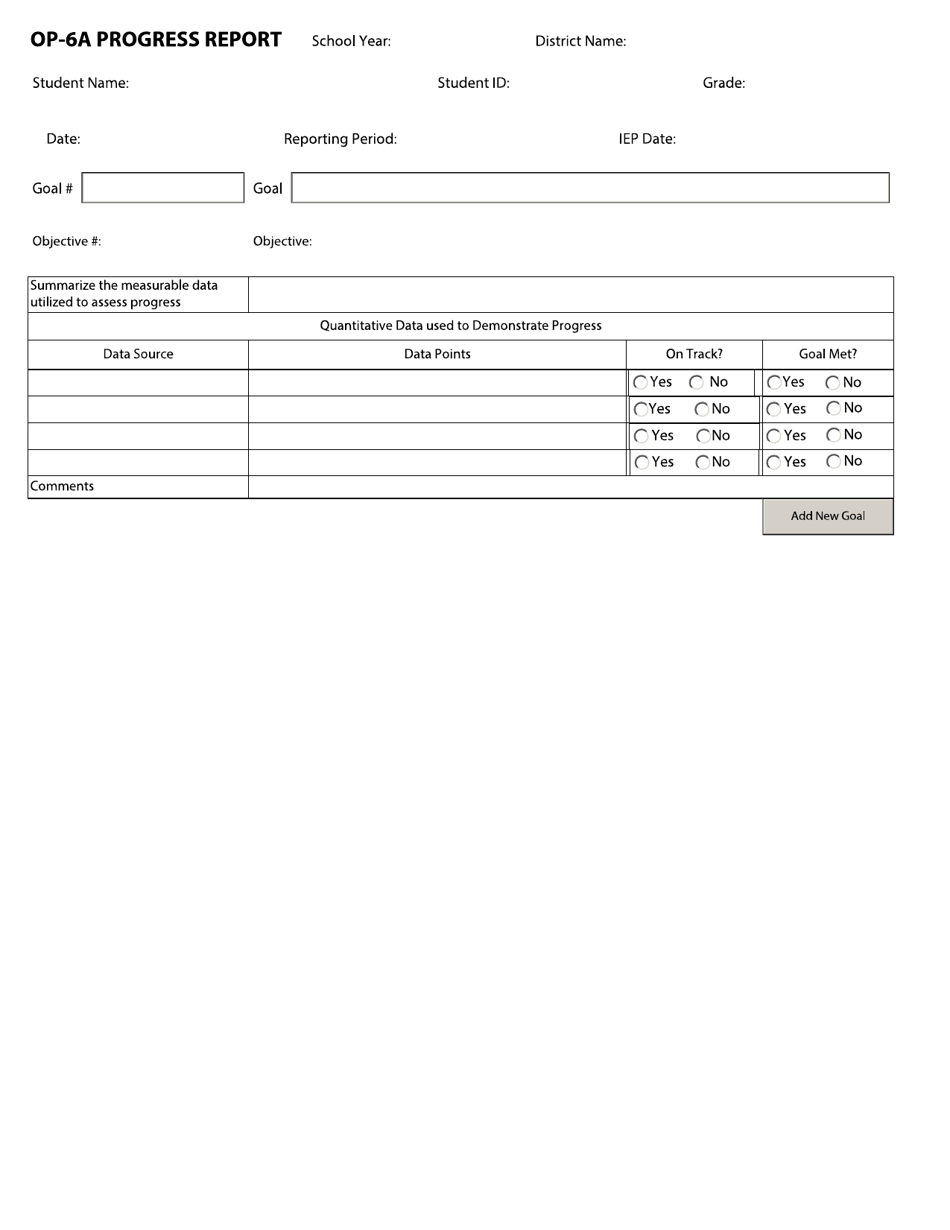 Form OP-6A Progress Report - Ohio, Page 1