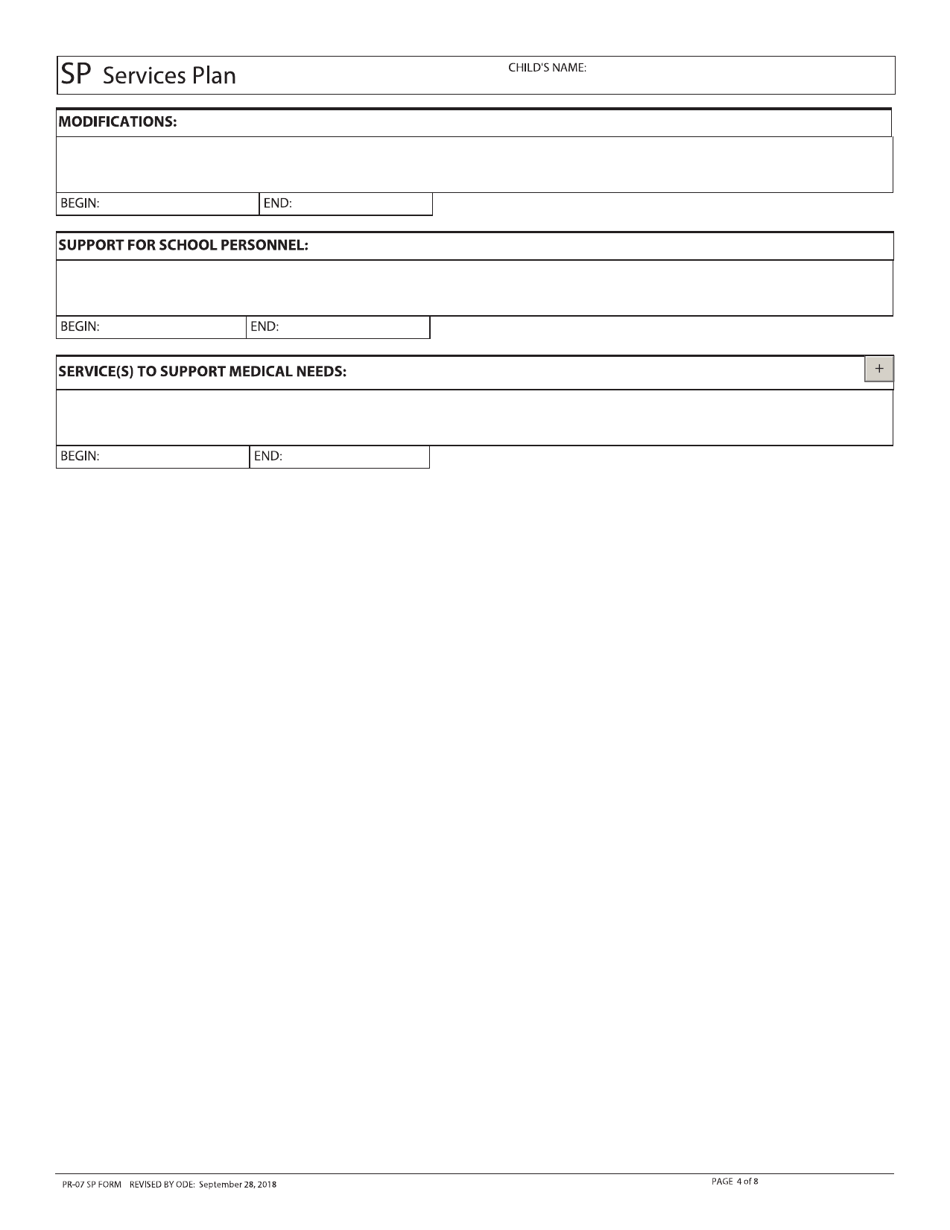Form PR-07 Services Plan - Ohio, Page 4
