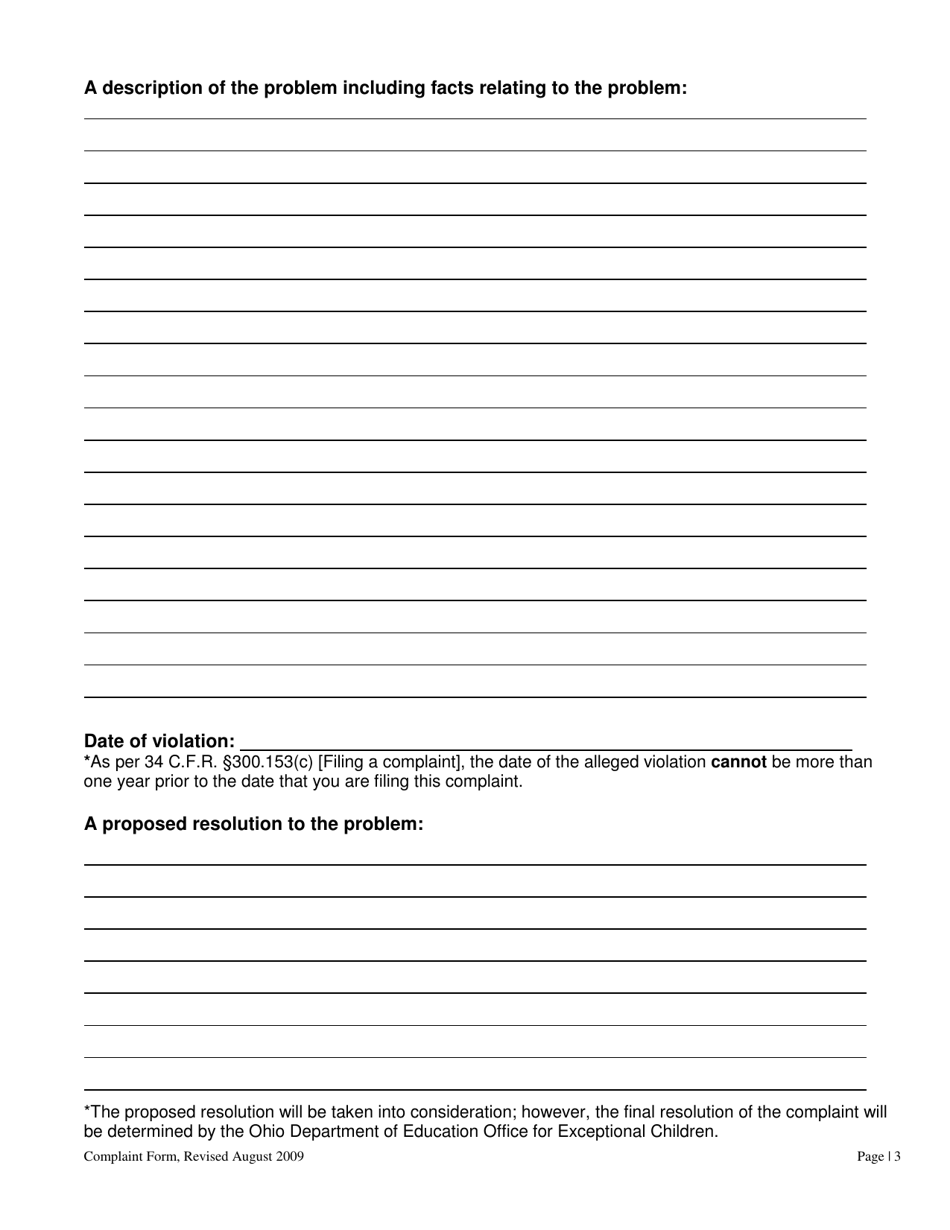 Complaint Form - Ohio, Page 3