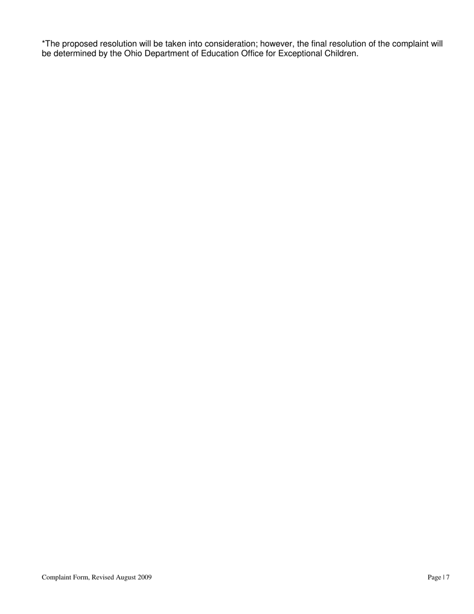 Complaint Form - Ohio, Page 7