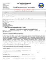 Form INS2502 Missing Life Insurance/Annuity Search Request - Ohio, Page 2