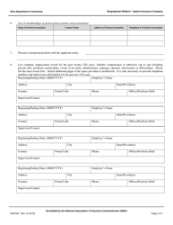 Form INS7022 Captive Insurance Company Biographical Affidavit - Ohio, Page 2