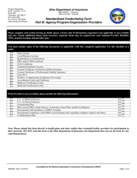 Form INS5036 Standardized Credentialing Form - Part B: Agency/Program/Organization Providers - Ohio
