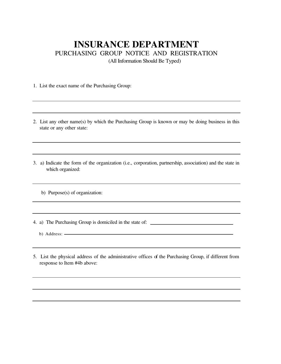 Purchasing Group Notice and Registration Form - Ohio, Page 1