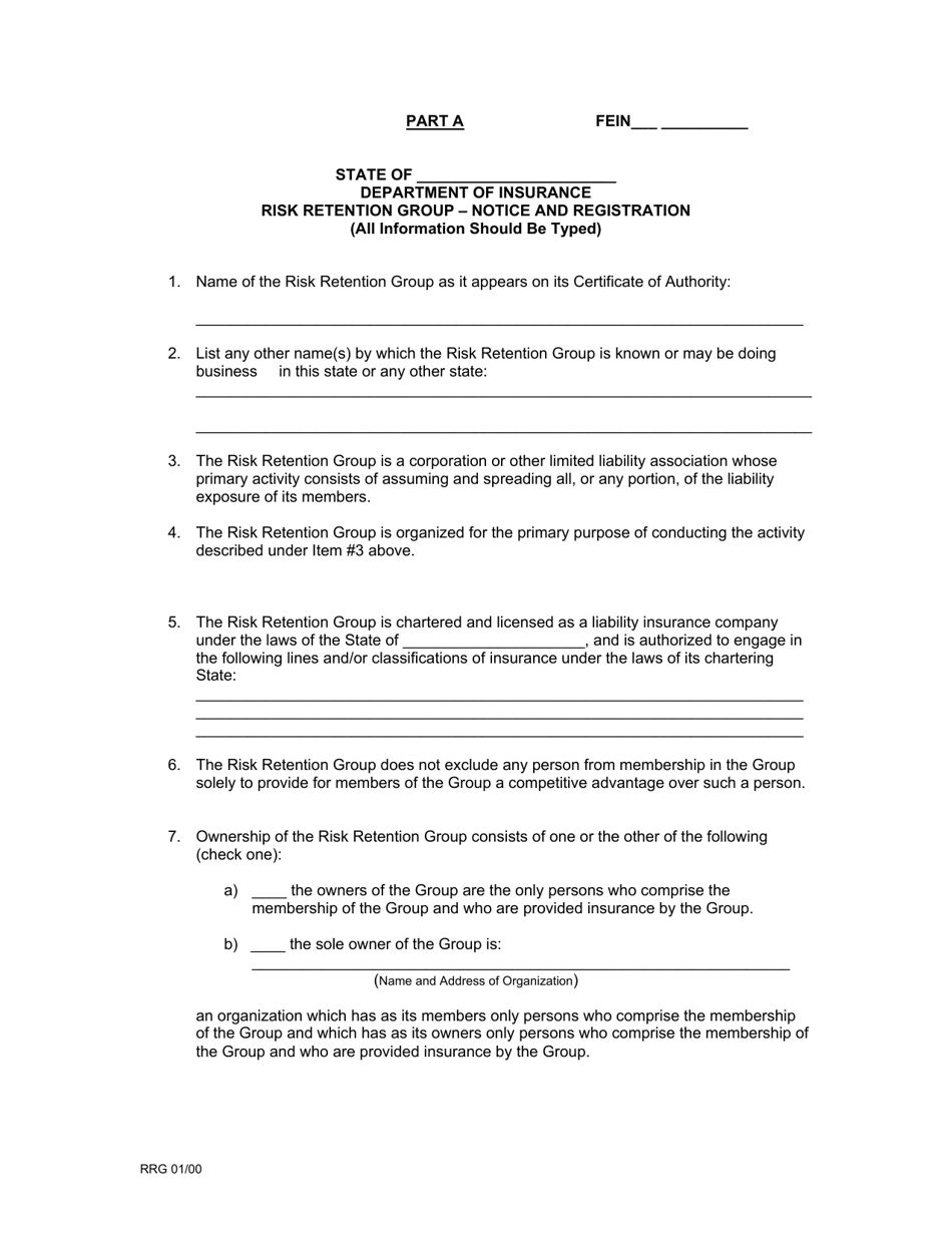Naic Risk Retention Group Registration Form - Ohio, Page 1