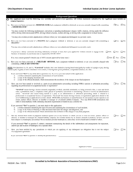 Form INS3245 Individual Surplus Line Broker License Application Form - Ohio, Page 2