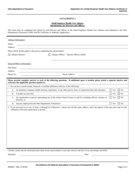 Form INS5027 Application for a Small Employer Health Care Alliance Certificate of Authority - Ohio, Page 2