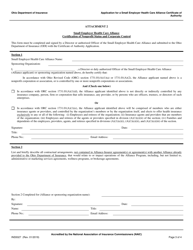 Form INS5027 Application for a Small Employer Health Care Alliance Certificate of Authority - Ohio, Page 3