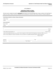 Form INS5027 Application for a Small Employer Health Care Alliance Certificate of Authority - Ohio, Page 4