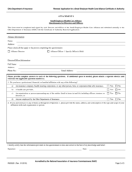 Form INS5028 Renewal Application for a Small Employer Health Care Alliance Certificate of Authority - Ohio, Page 2