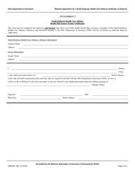 Form INS5028 Renewal Application for a Small Employer Health Care Alliance Certificate of Authority - Ohio, Page 4