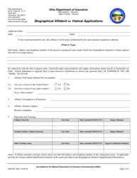 Document preview: Form INS7254 Biographical Affidavit for Viatical Applications - Ohio
