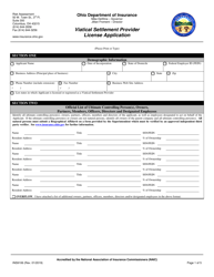 Form INS9106 Viatical Settlement Provider License Application - Ohio