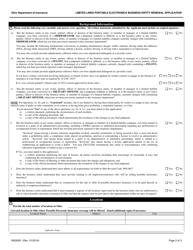 Form INS3002 Limited Lines Portable Electronics Business Entity Renewal Application - Ohio, Page 2