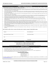 Form INS3006 Application for Renewal of Business Entity Navigator Certification - Ohio, Page 3