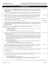 Form INS3001 Limited Lines Portable Electronics Business Entity Initial Application - Ohio, Page 2