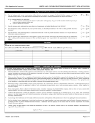 Form INS3001 Limited Lines Portable Electronics Business Entity Initial Application - Ohio, Page 3