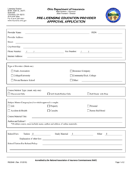 Document preview: Form INS3048 Pre-licensing Education Provider Approval Application - Ohio