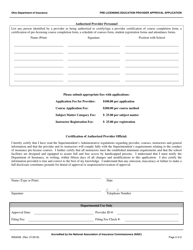 Form INS3048 Pre-licensing Education Provider Approval Application - Ohio, Page 2