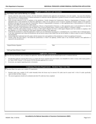 Form INS3091 Individual Agent License Renewal Application - Ohio, Page 3