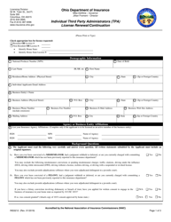 Form INS3212 Individual Third Part Administrators (Tpa) License Renewal/Continuation - Ohio