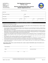 Document preview: Form INS3217 Electronic Business Entity Public Insurance Adjuster Supplemental Form - Ohio