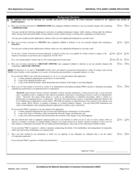 Form INS3243 Individual Title Agent License Application - Ohio, Page 2